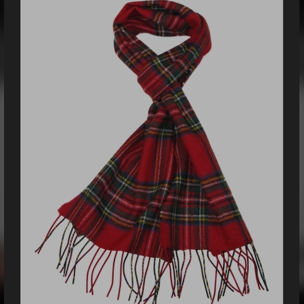 Ingles Buchan Lambswool Scarf in MacLean Modern Tartan in Scottish red new